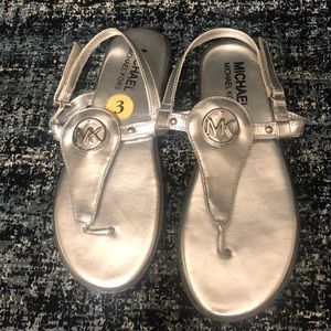 Michael Kors silver sandals. Size 3 girls